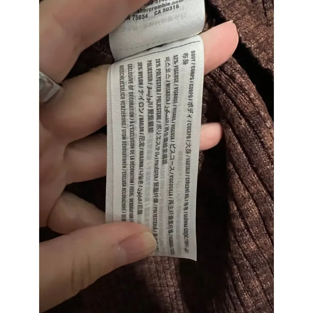 Abercrombie & Fitch Women's Soft A&F Ribbed Bell Sleeve Sweater Brown Size XL - Picture 9 of 11